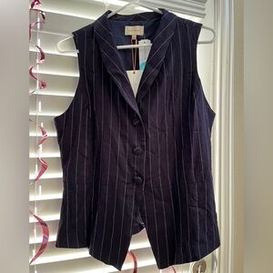 Stitch Fix Skies are Navy Blue Pinstripe Blazer Vest Peplum M